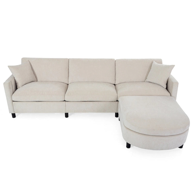 Canapé spacieux 4 places avec pouf mobile Beige 107.87