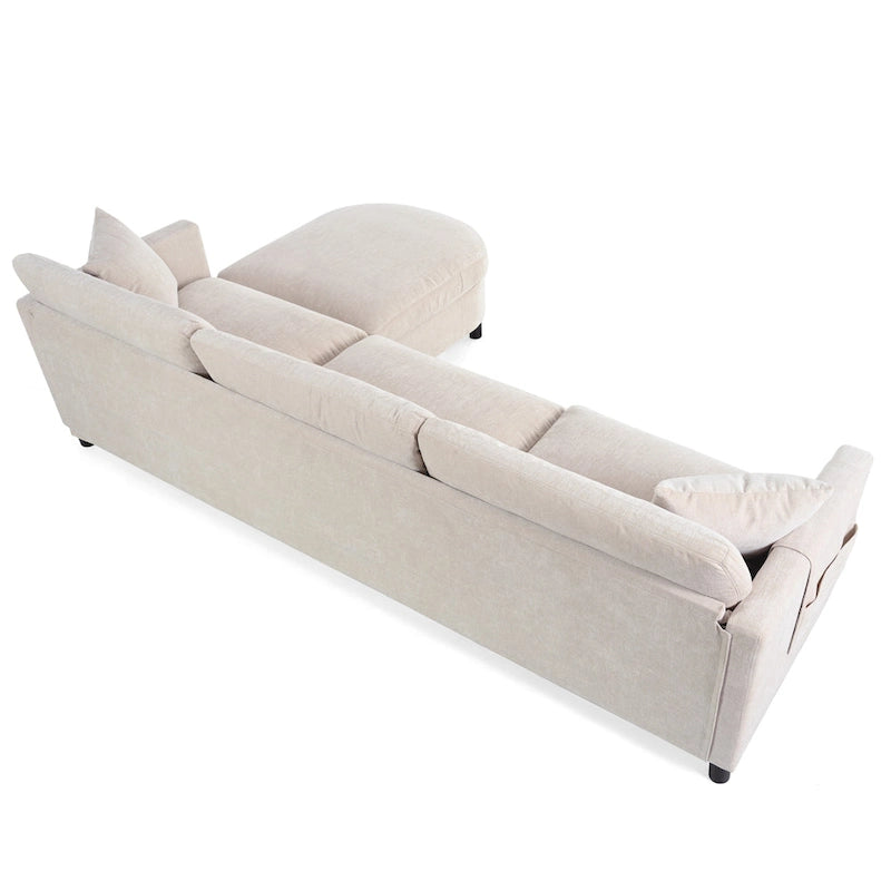 Canapé spacieux 4 places avec pouf mobile Beige 107.87