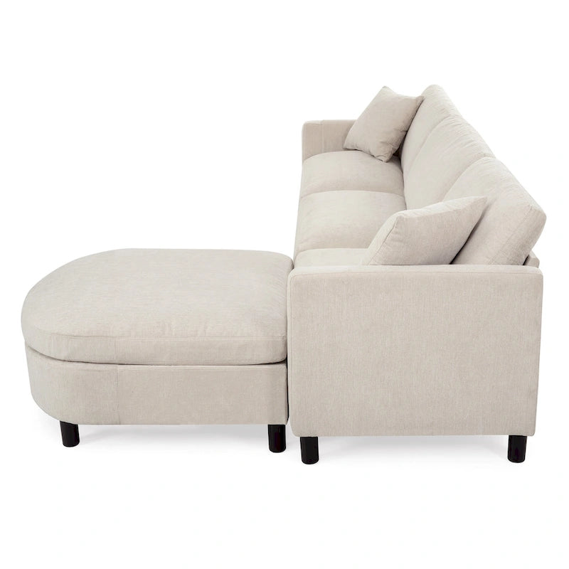 Canapé spacieux 4 places avec pouf mobile Beige 107.87