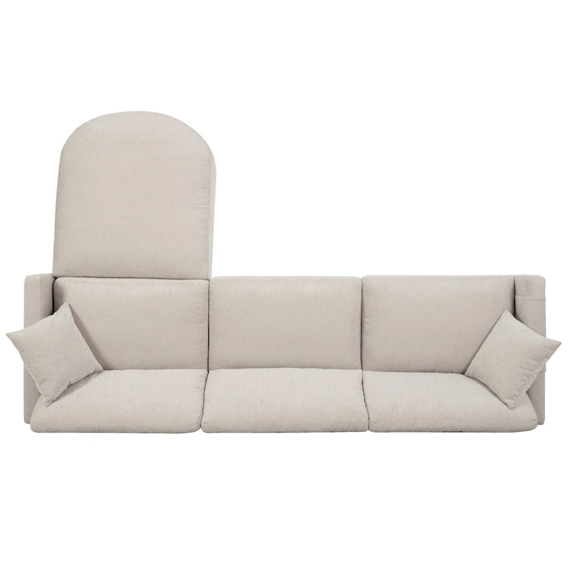 Canapé spacieux 4 places avec pouf mobile Beige 107.87