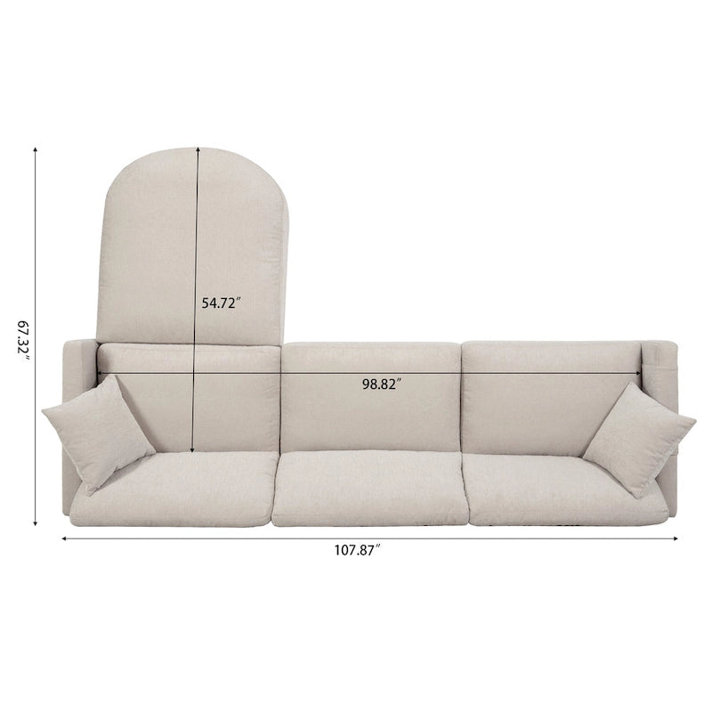 Canapé spacieux 4 places avec pouf mobile Beige 107.87