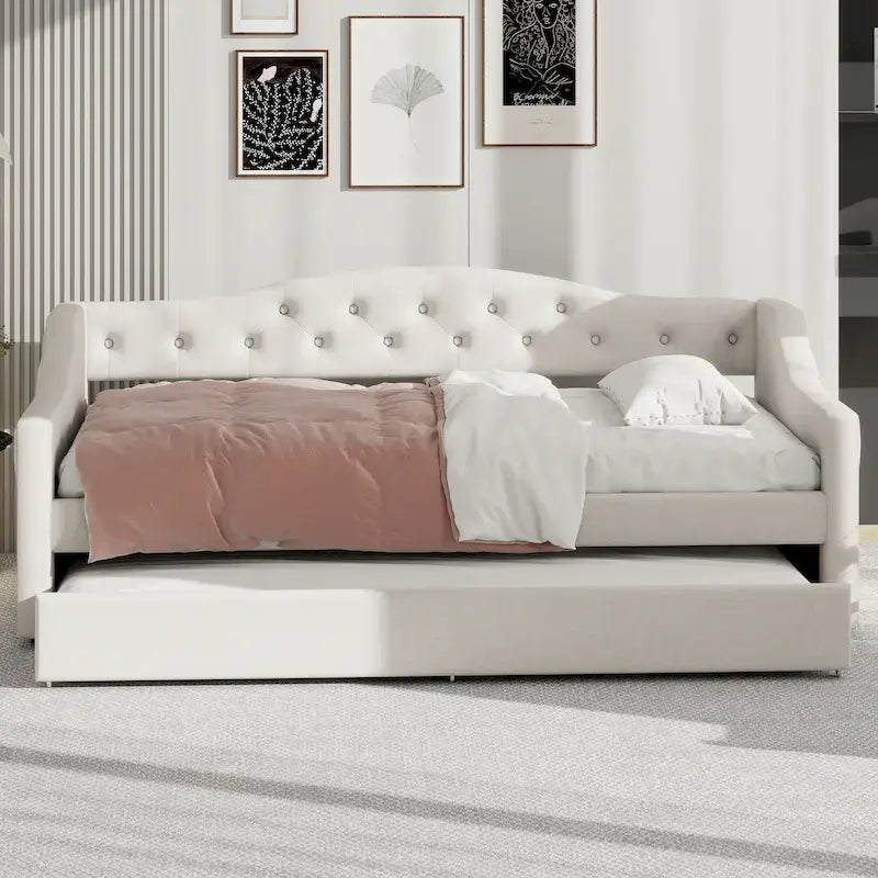 Lit de repos capitonné Twin XL avec bande LED et lit gigogne