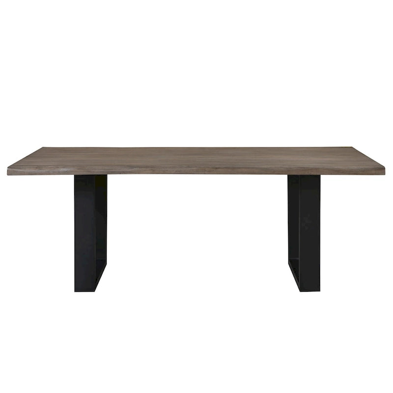 Table à manger en bois massif de 84 pouces, finition marron foncé