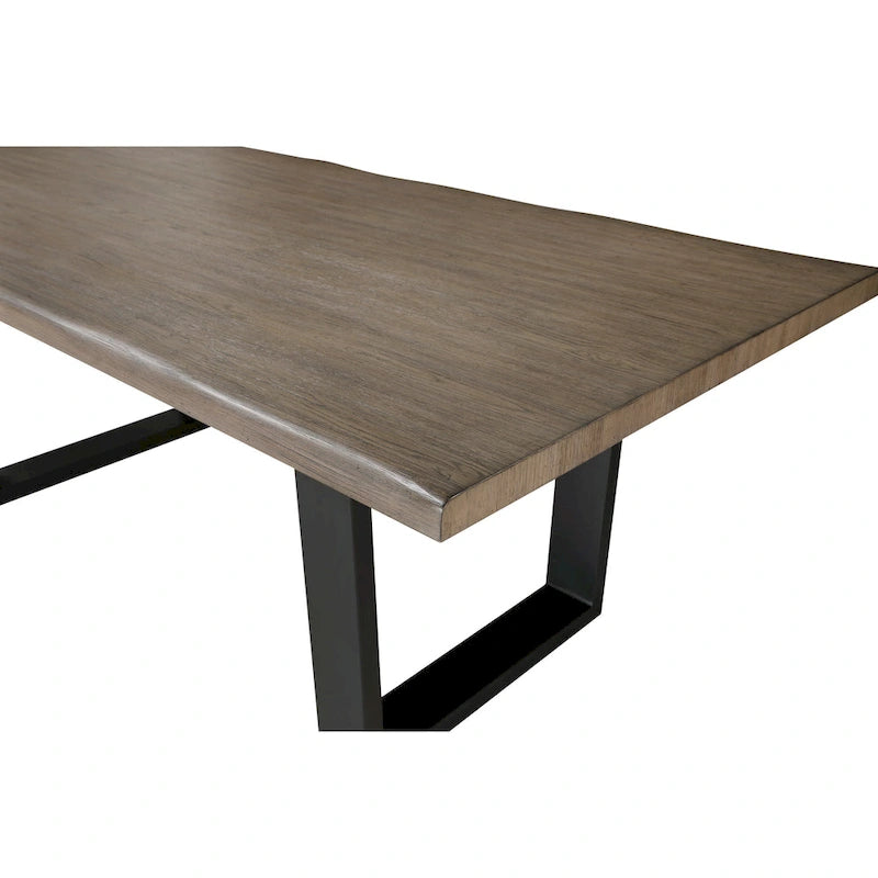 Table à manger en bois massif de 84 pouces, finition marron foncé