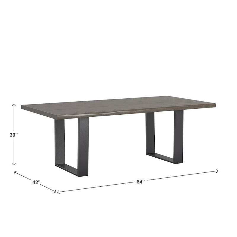 Table à manger en bois massif de 84 pouces, finition marron foncé