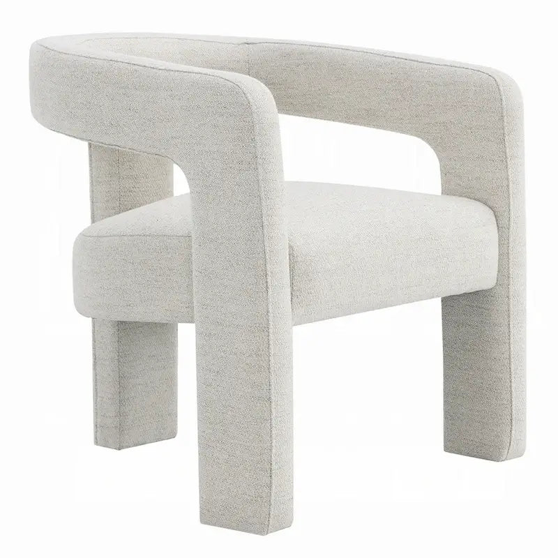 Ensemble de 2 chaises de salle à manger, bouclé texturé blanc cassé, dossier incurvé