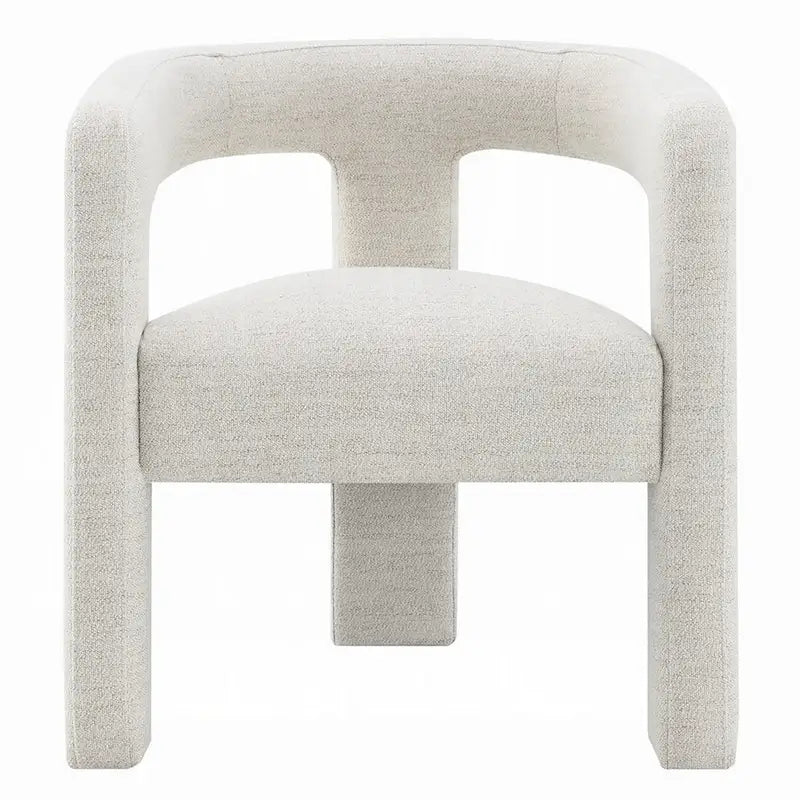 Ensemble de 2 chaises de salle à manger, bouclé texturé blanc cassé, dossier incurvé