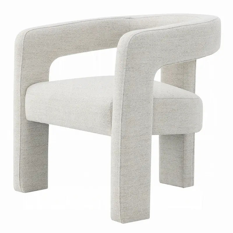 Ensemble de 2 chaises de salle à manger, bouclé texturé blanc cassé, dossier incurvé