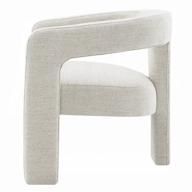 Ensemble de 2 chaises de salle à manger, bouclé texturé blanc cassé, dossier incurvé