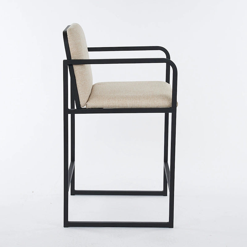 Lot de 2 tabourets de bar à hauteur de comptoir, modernes et rembourrés, avec accoudoirs, structure en métal et assise rembourrée