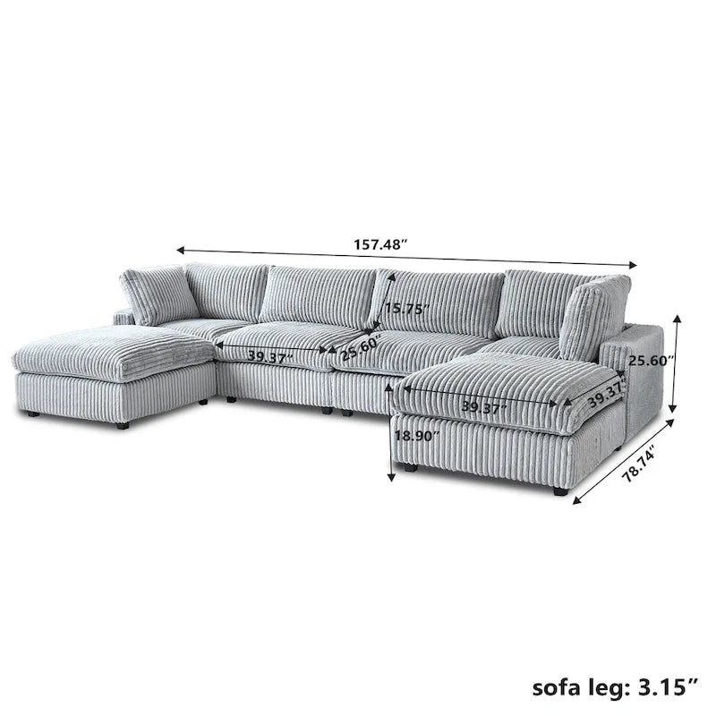 157.48 Canapé sectionnel modulaire, canapé-lit moderne à assise profonde pour salon