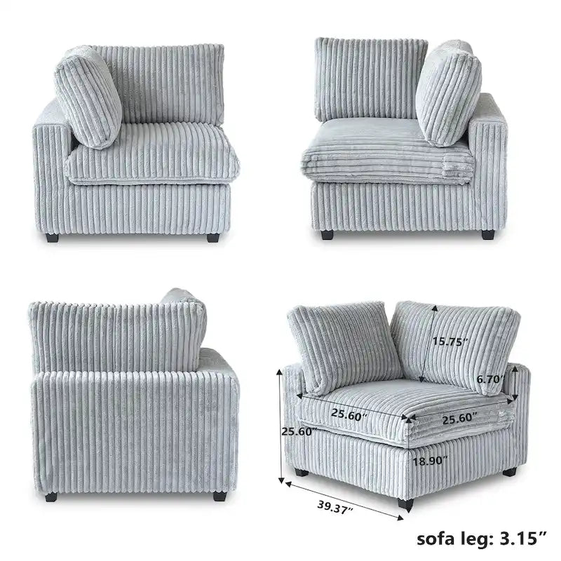 157.48 Canapé sectionnel modulaire, canapé-lit moderne à assise profonde pour salon