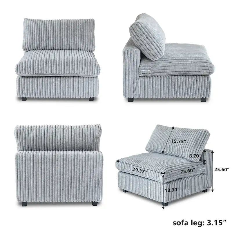 157.48 Canapé sectionnel modulaire, canapé-lit moderne à assise profonde pour salon