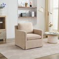 Fauteuil pivotant moderne 29.92 en chenille à 360° avec cadre en bois massif et coussin de dossier amovible