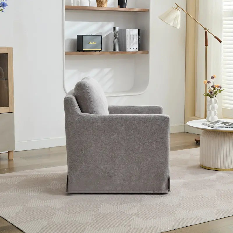 Fauteuil pivotant moderne 29.92 en chenille à 360° avec cadre en bois massif et coussin de dossier amovible