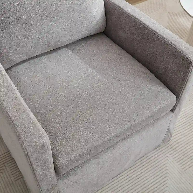 Fauteuil pivotant moderne 29.92 en chenille à 360° avec cadre en bois massif et coussin de dossier amovible