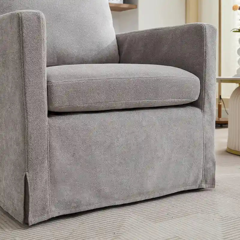 Fauteuil pivotant moderne 29.92 en chenille à 360° avec cadre en bois massif et coussin de dossier amovible