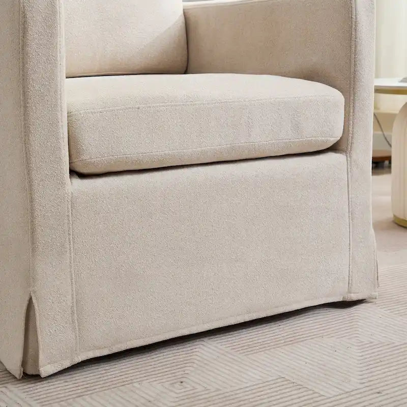 Fauteuil pivotant moderne 29.92 en chenille à 360° avec cadre en bois massif et coussin de dossier amovible
