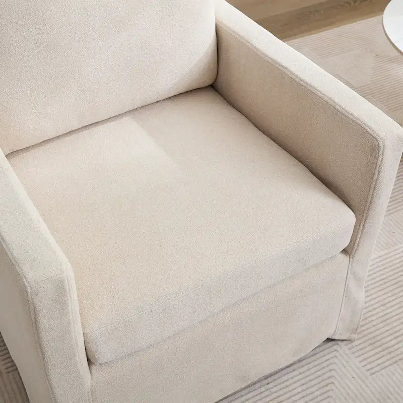 Fauteuil pivotant moderne 29.92 en chenille à 360° avec cadre en bois massif et coussin de dossier amovible