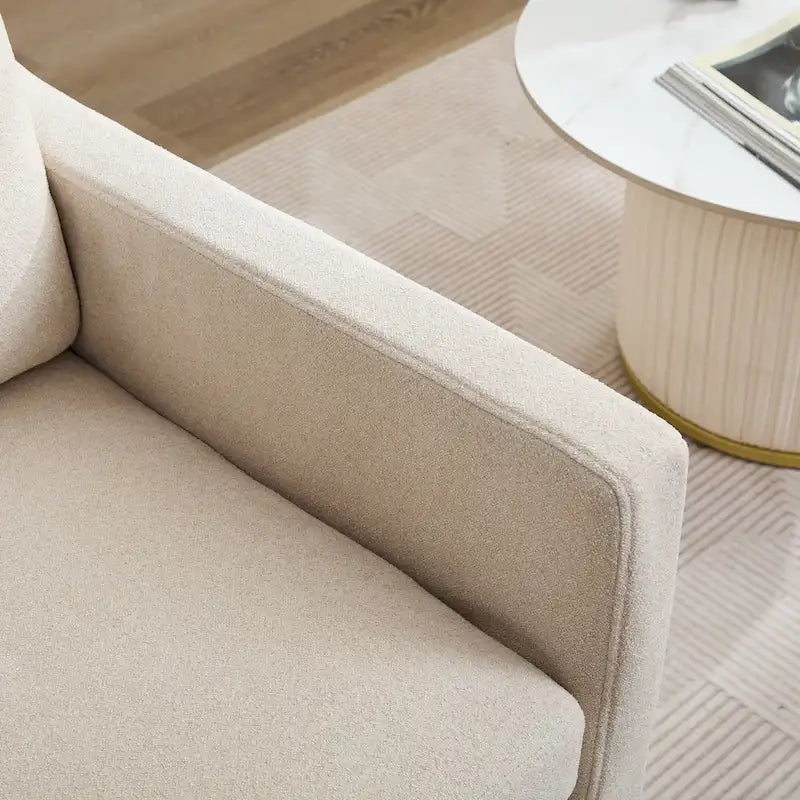 Fauteuil pivotant moderne 29.92 en chenille à 360° avec cadre en bois massif et coussin de dossier amovible