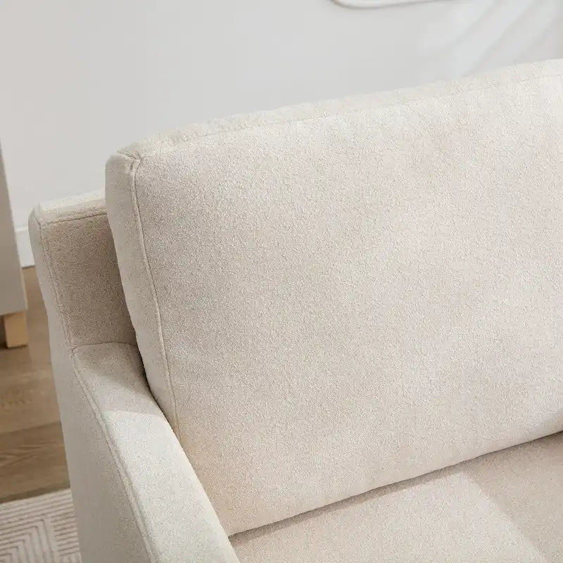 Fauteuil pivotant moderne 29.92 en chenille à 360° avec cadre en bois massif et coussin de dossier amovible