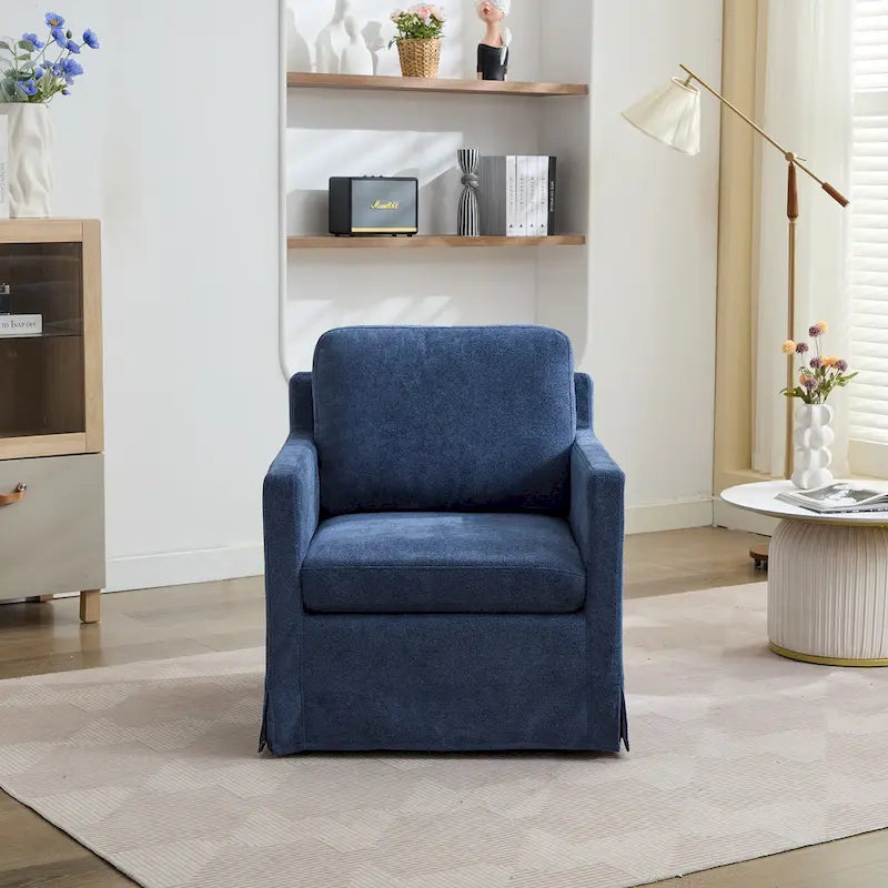 Fauteuil pivotant moderne 29.92 en chenille à 360° avec cadre en bois massif et coussin de dossier amovible