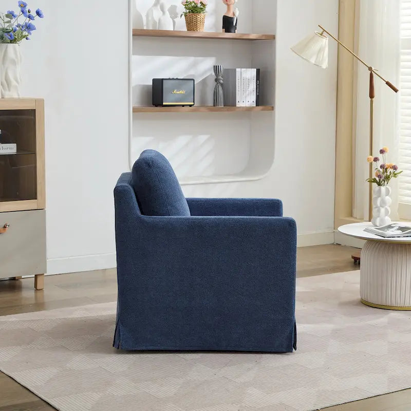 Fauteuil pivotant moderne 29.92 en chenille à 360° avec cadre en bois massif et coussin de dossier amovible