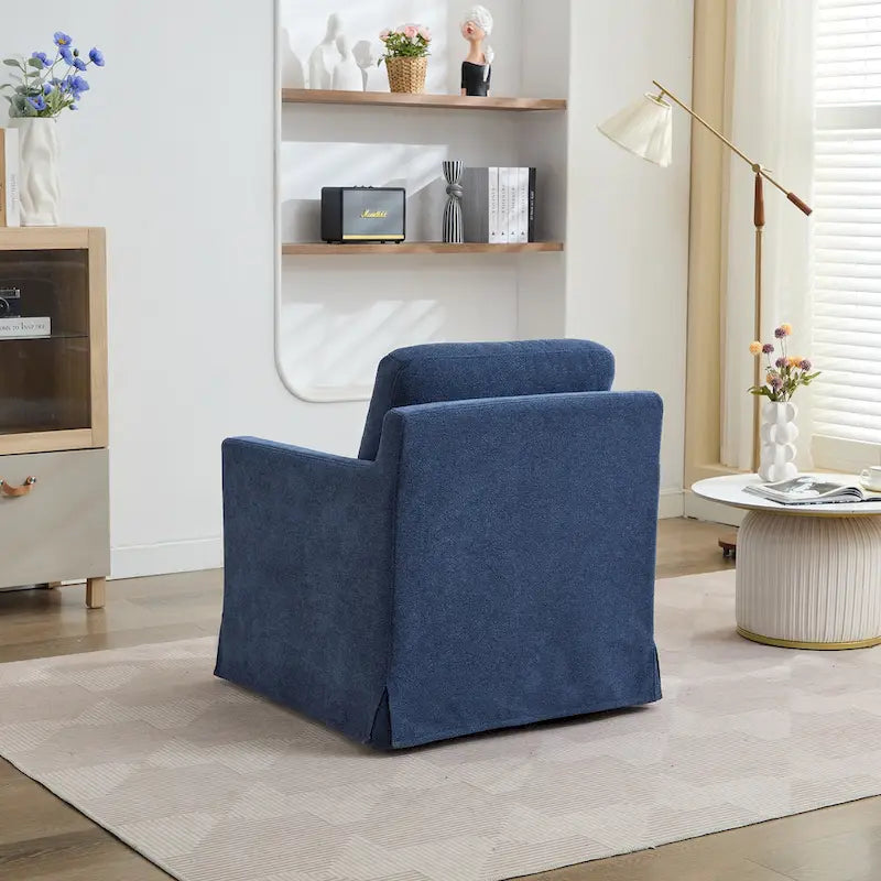 Fauteuil pivotant moderne 29.92 en chenille à 360° avec cadre en bois massif et coussin de dossier amovible