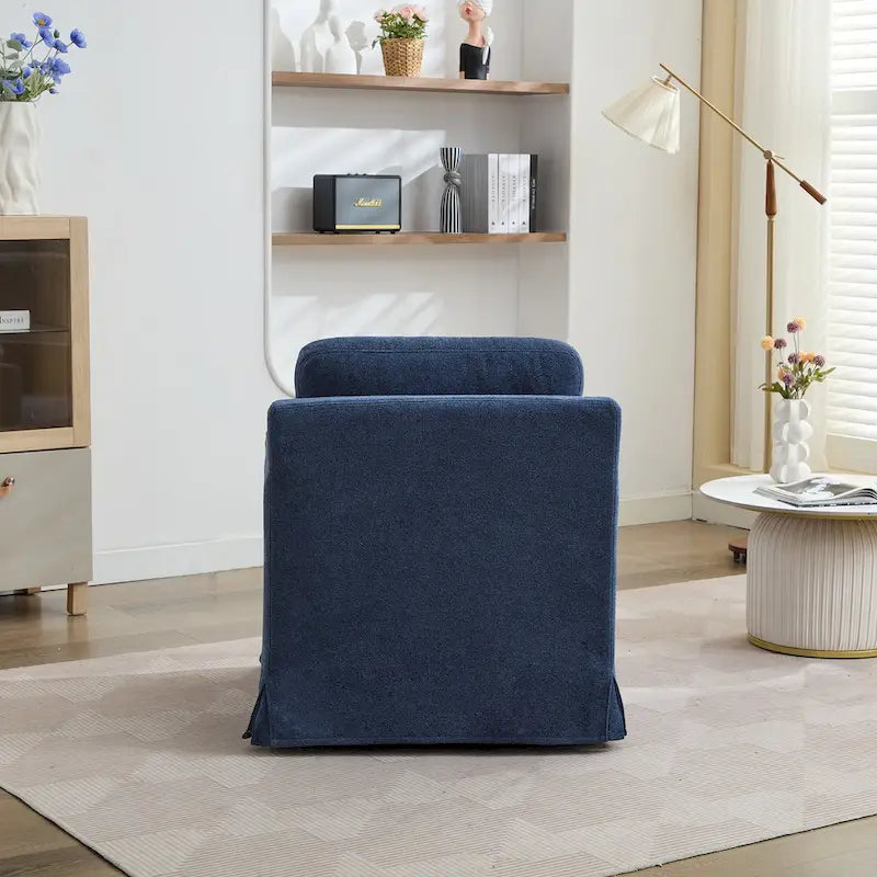 Fauteuil pivotant moderne 29.92 en chenille à 360° avec cadre en bois massif et coussin de dossier amovible
