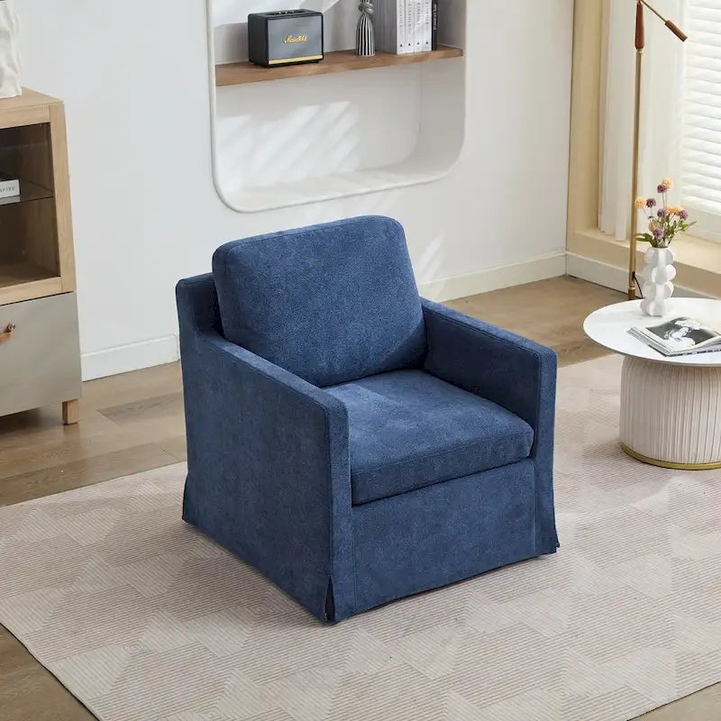 Fauteuil pivotant moderne 29.92 en chenille à 360° avec cadre en bois massif et coussin de dossier amovible