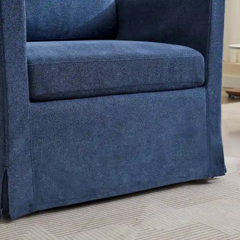 Fauteuil pivotant moderne 29.92 en chenille à 360° avec cadre en bois massif et coussin de dossier amovible
