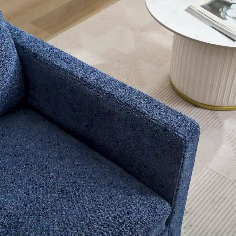 Fauteuil pivotant moderne 29.92 en chenille à 360° avec cadre en bois massif et coussin de dossier amovible