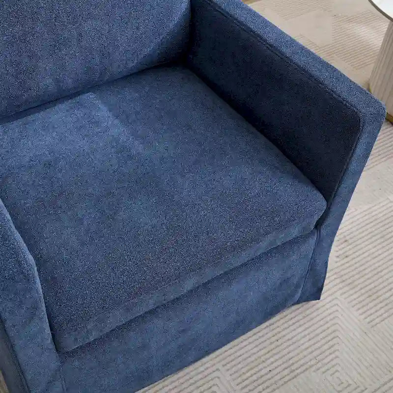 Fauteuil pivotant moderne 29.92 en chenille à 360° avec cadre en bois massif et coussin de dossier amovible