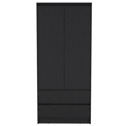 20.47  Modern Double-door Armoire with Hanging Rod and Two Drawers for Bedroom