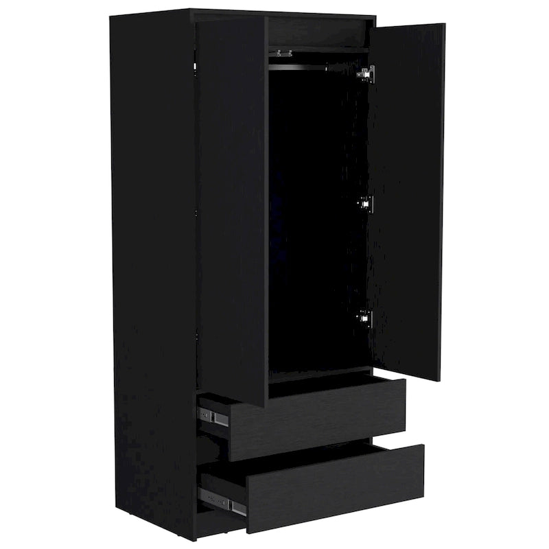 20.47  Armoire double moderne avec penderie et deux tiroirs pour chambre à coucher