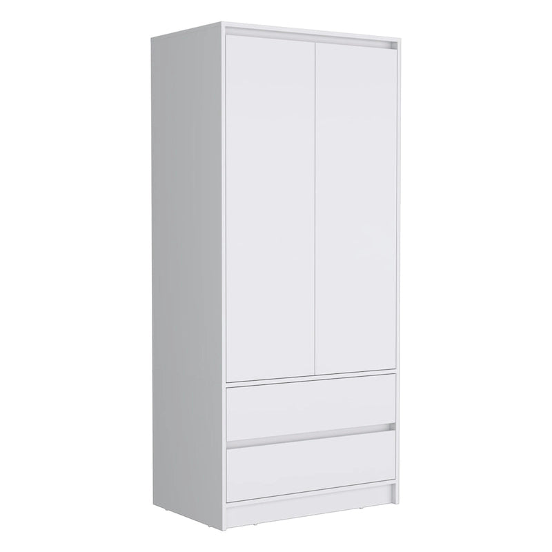 20.47  Armoire double moderne avec penderie et deux tiroirs pour chambre à coucher