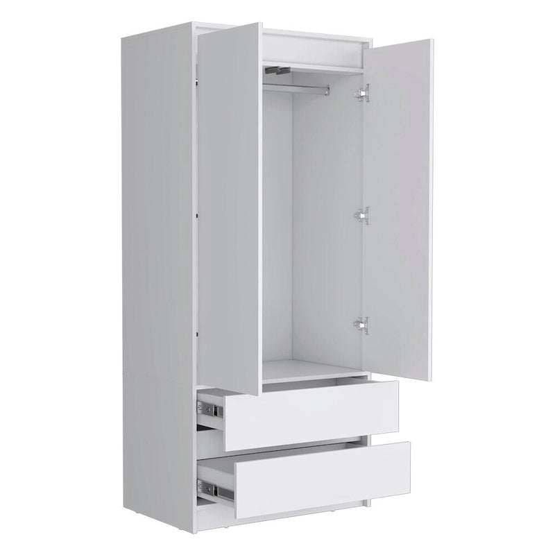 20.47  Armoire double moderne avec penderie et deux tiroirs pour chambre à coucher