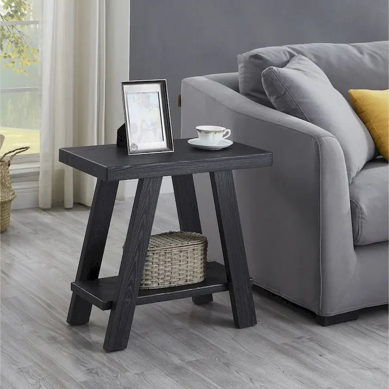 23.5 Table d'appoint rectangulaire moderne avec étagère de rangement et pieds évasés