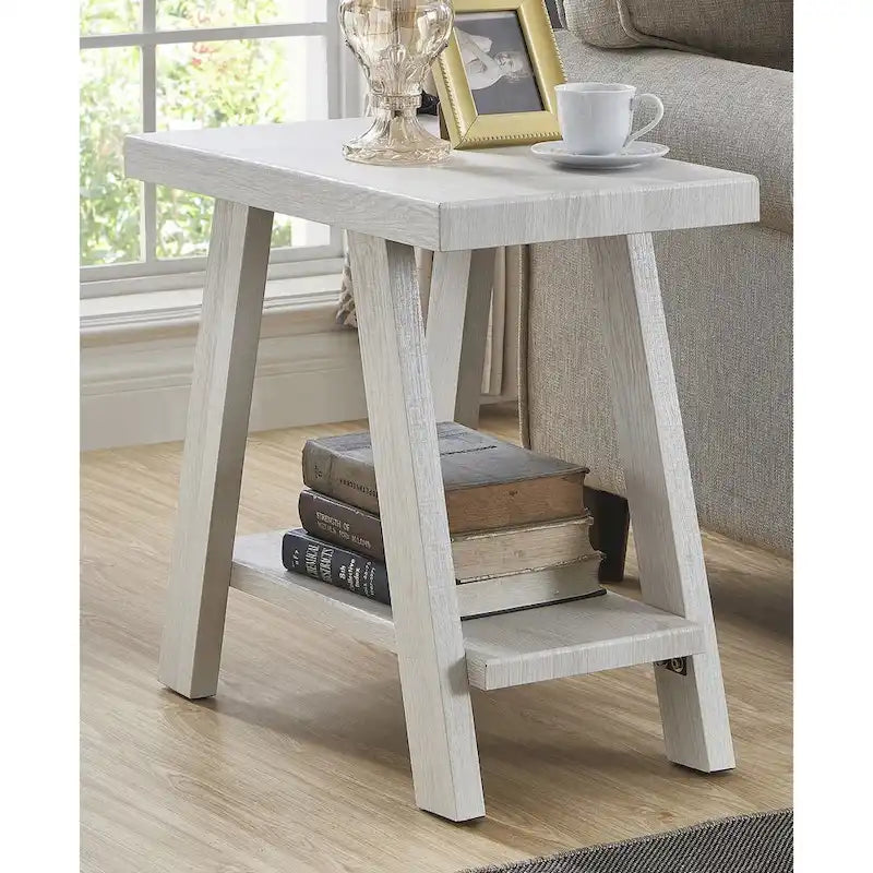 23.5 Table d'appoint rectangulaire moderne avec étagère de rangement et pieds évasés