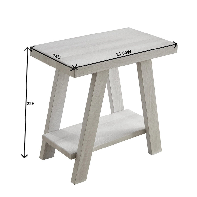 23.5 Table d'appoint rectangulaire moderne avec étagère de rangement et pieds évasés