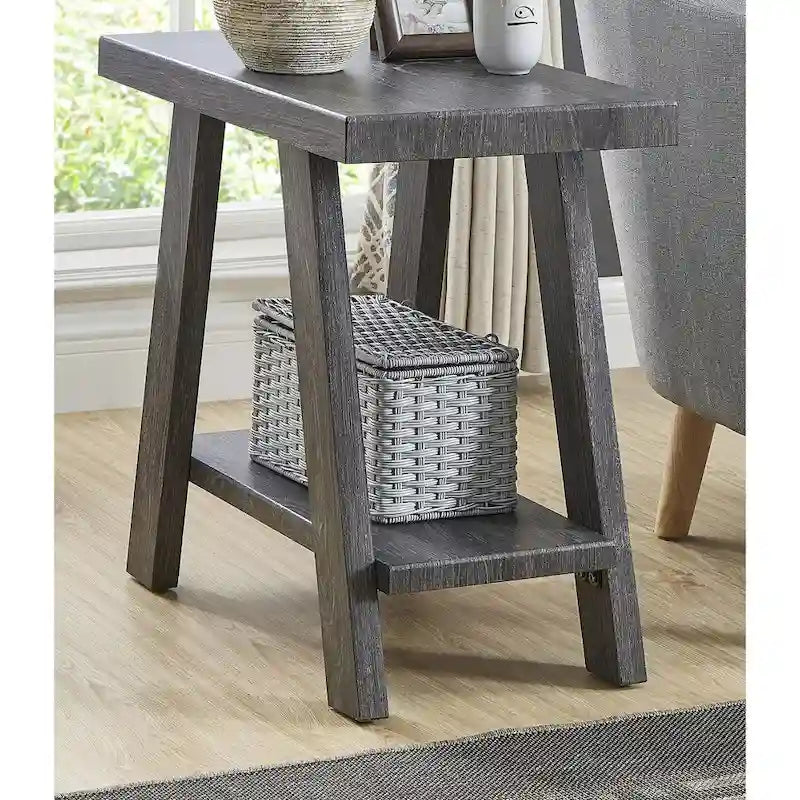23.5 Table d'appoint rectangulaire moderne avec étagère de rangement et pieds évasés