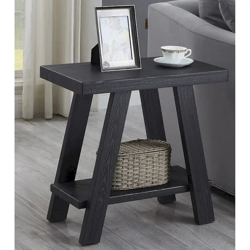 23.5 Table d'appoint rectangulaire moderne avec étagère de rangement et pieds évasés