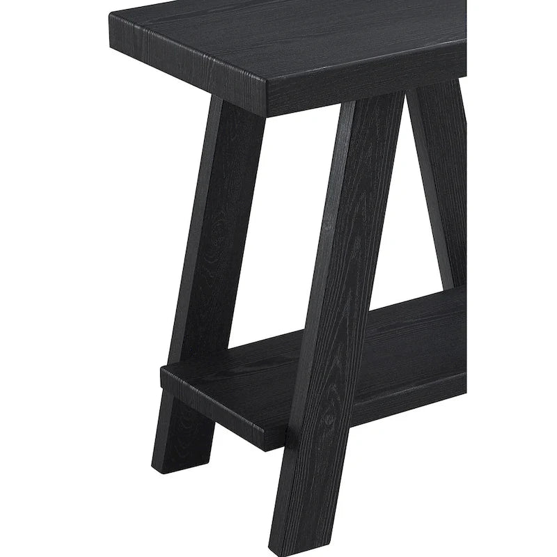 23.5 Table d'appoint rectangulaire moderne avec étagère de rangement et pieds évasés