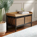 Banc de rangement en étain antique/frêne clair
