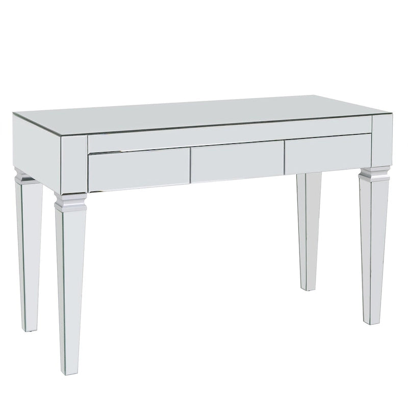Bureau miroir argenté - trois tiroirs avec intérieur en velours