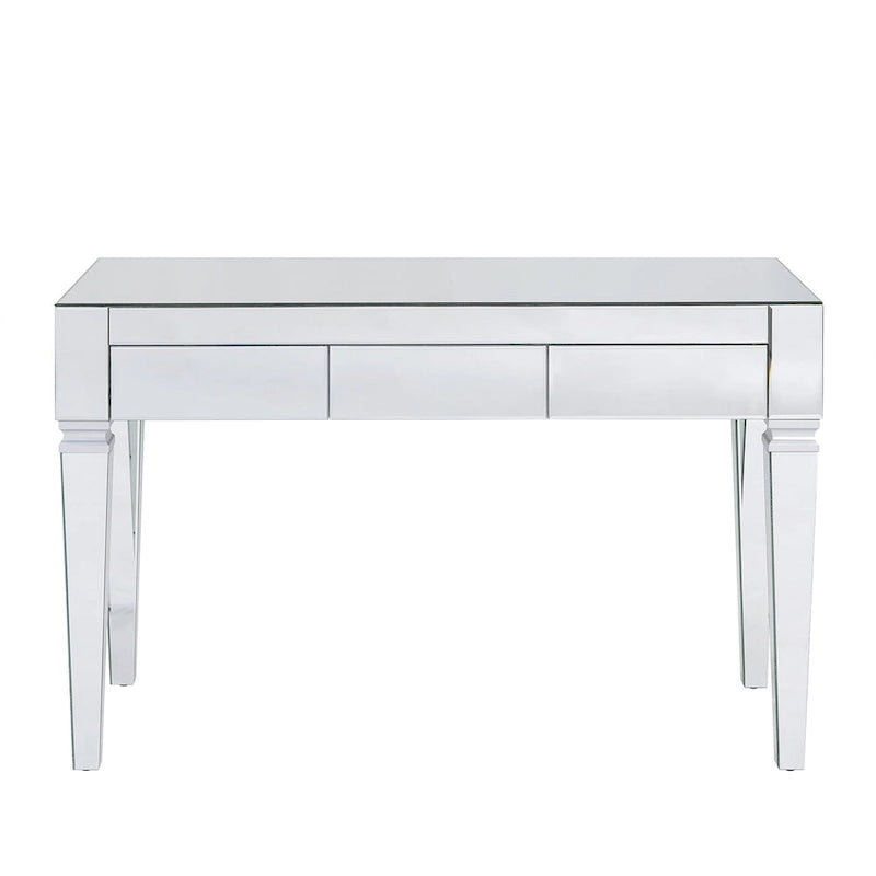 Bureau miroir argenté - trois tiroirs avec intérieur en velours