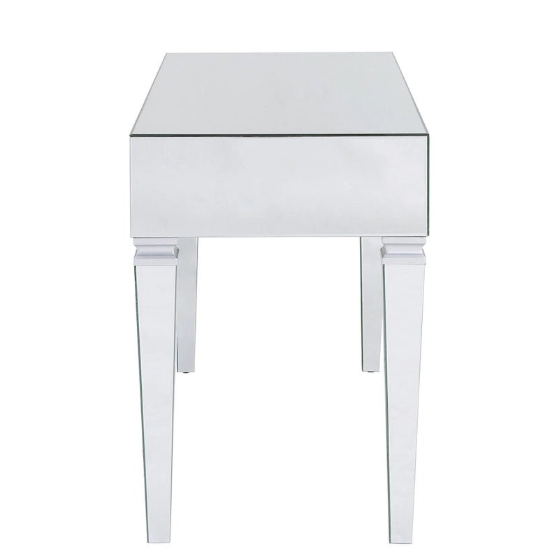 Bureau miroir argenté - trois tiroirs avec intérieur en velours