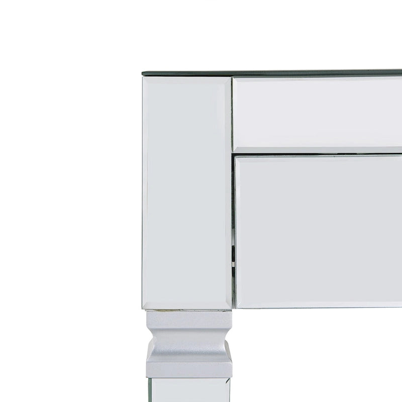 Bureau miroir argenté - trois tiroirs avec intérieur en velours