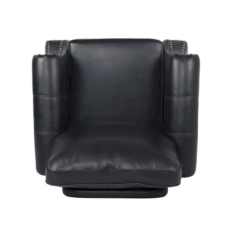 Fauteuil club en similicuir, orné de rivets