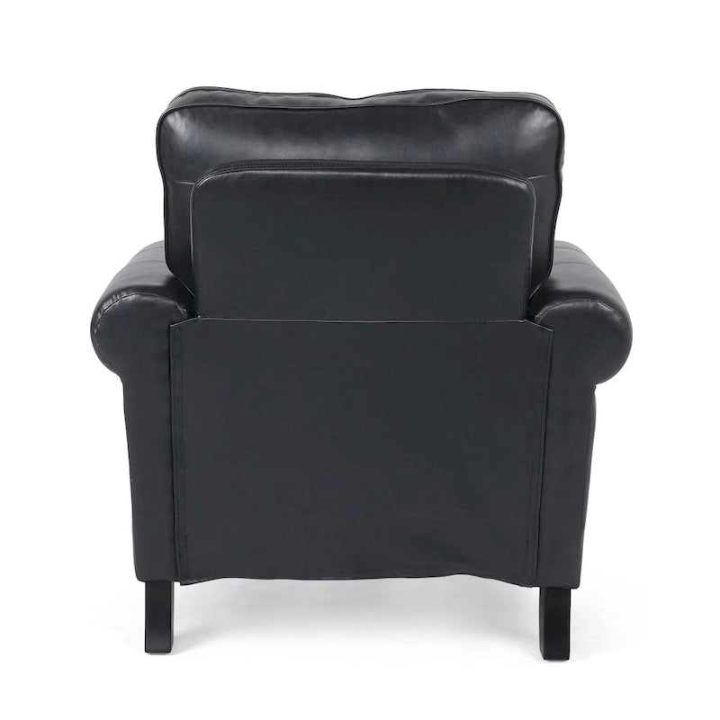 Fauteuil club en similicuir, orné de rivets
